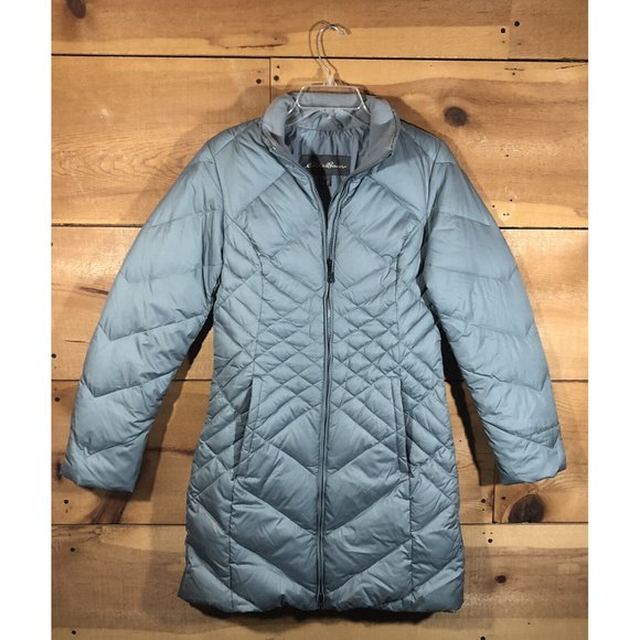 Eddie Bauer Jackets & Blazers - Eddie Bauer Quilted Goose Down Puffer Trench Jacket Womens Size Small Full Zip
